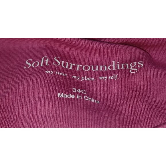 Soft Surroundings Built-In Bra Top Womens 34C Pink Scoop Neck Stretch Tee Casual - Picture 2 of 3